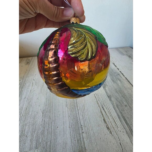 Surfer Hawaiian glass glitter ball ornament remember Xmas tree large unique - Picture 3 of 12